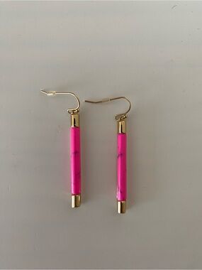 Kate Spade hot pink and gold plated dangle earrings